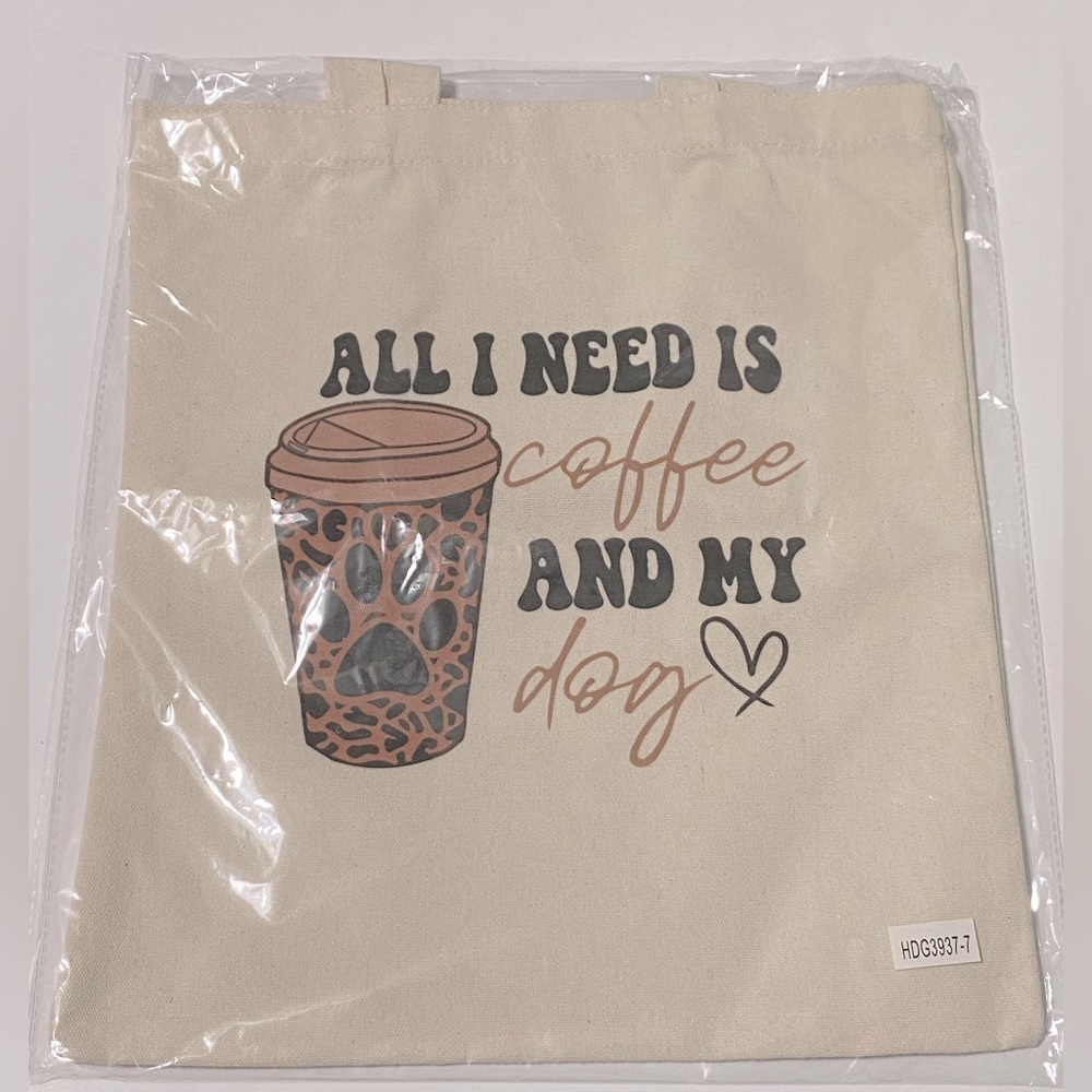 Riah Fashion All I Need is Coffee and My Dog Tote Bag - Picture 3 of 6